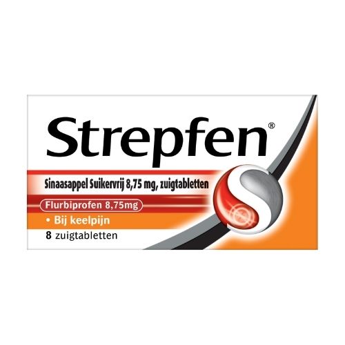 Strepfen Keeltabletten Sinaasappel Suikervrij - 8 stuks