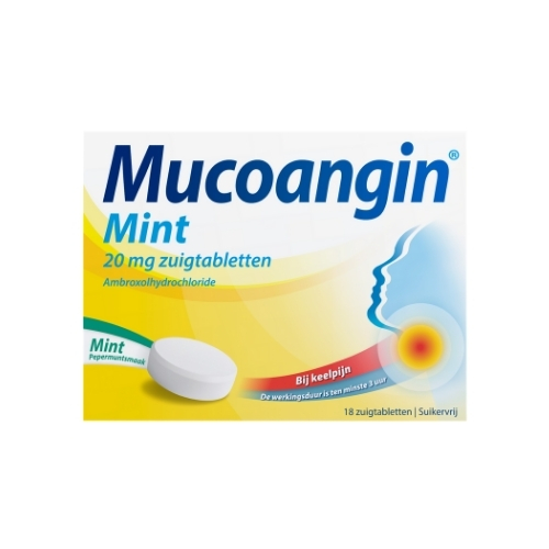 Mucoangin Mint Suikervrij Ambroxol 20mg Zuigtabletten 18 stuks