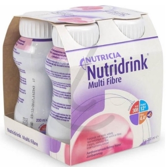 Nutricia Nutridrink Multi Fibre Aardbei Flesjes 4 x 200ml