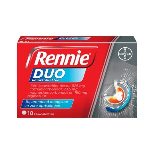 Rennie Duo Calciumcarbonaat 625mg Kauwtabletten 18 stuks