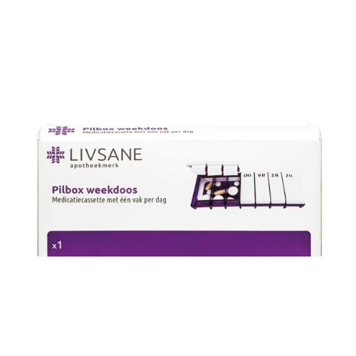 Livsane Pilbox Weekdoos 7 Vaks; 12,7 X 5,5 X 1,7 cm