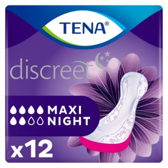 Tena Discreet Inlegger Plakstrook Maxi Night 12 Stuks