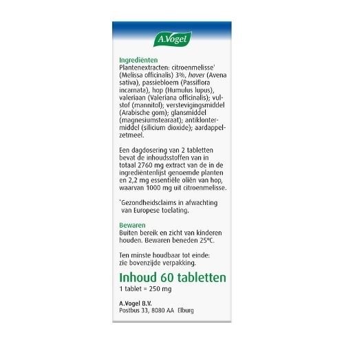 A.Vogel Dormeasan Citroenmelisse Nachtrust Tabletten 60 stuks