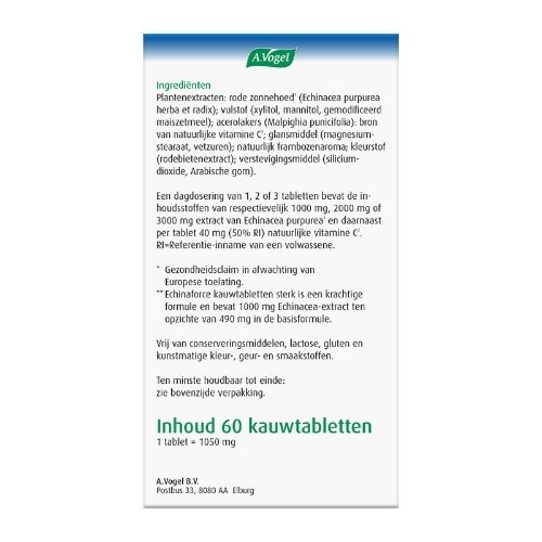 A.Vogel Echinaforce Sterk + Vitamine C Kauwtabletten 60 stuks