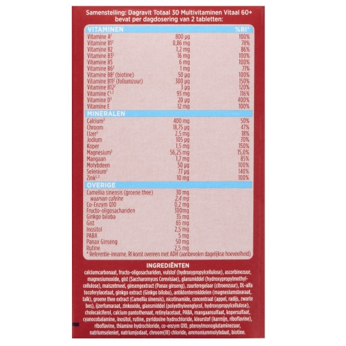 Dagravit Totaal 30 Vitaal 60+ Tabletten 60 stuks