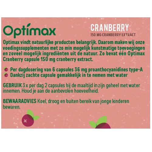 Optimax Cranberry 150mg Capsules 150 stuks